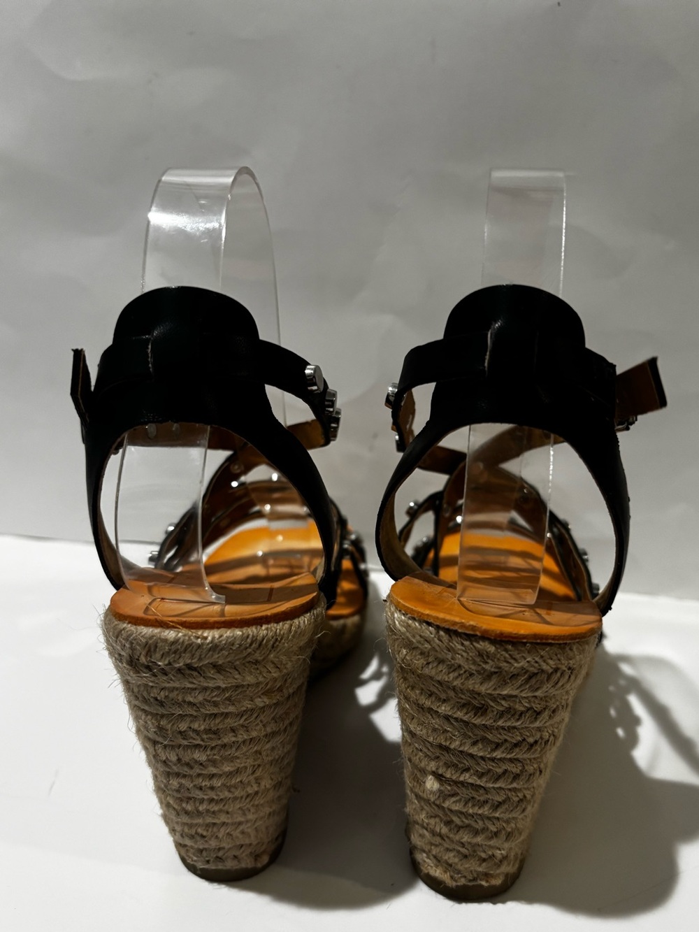 Dolce Vita Maxton Black Espadrille Strappy Studded Square Toe Wedge Sandal 6 1/2 - Picture 6 of 14